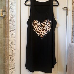 Size 1X Black Heart Print Women's Nightie